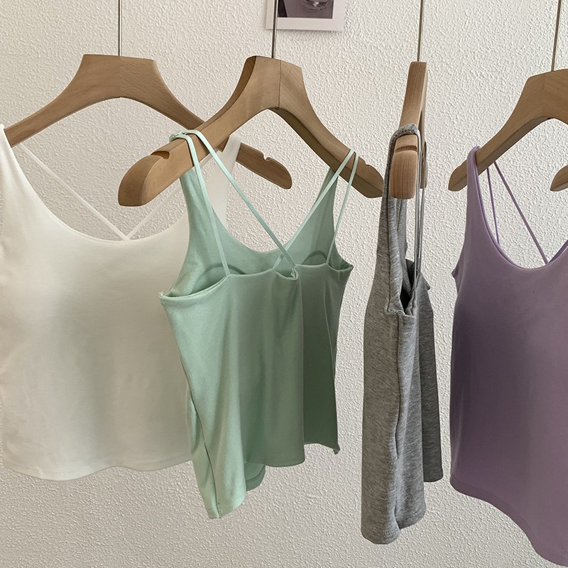 Summer fitted tank top, top with cups