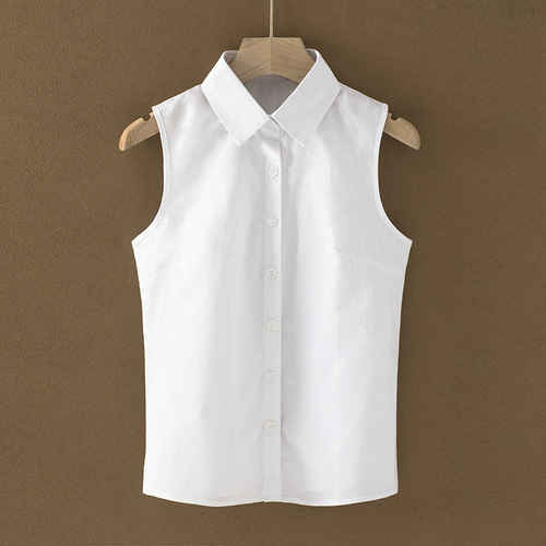 2025 chiffon shirt sleeveless shirt spring and summer Korean women's all-matching basic professional shirt vest new fake collar