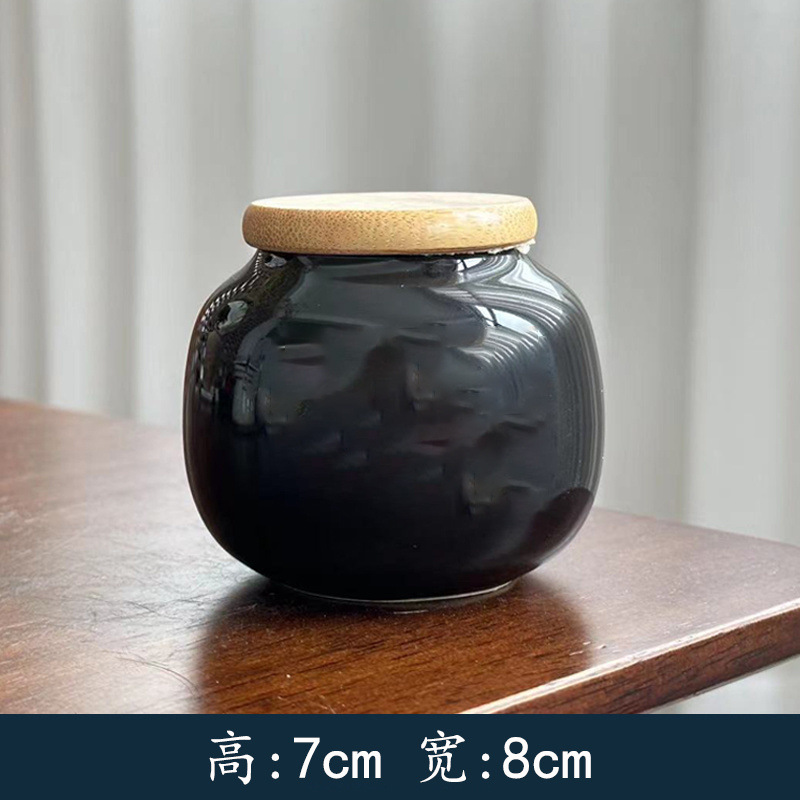 검은 유약 대나무 뚜껑 항아리