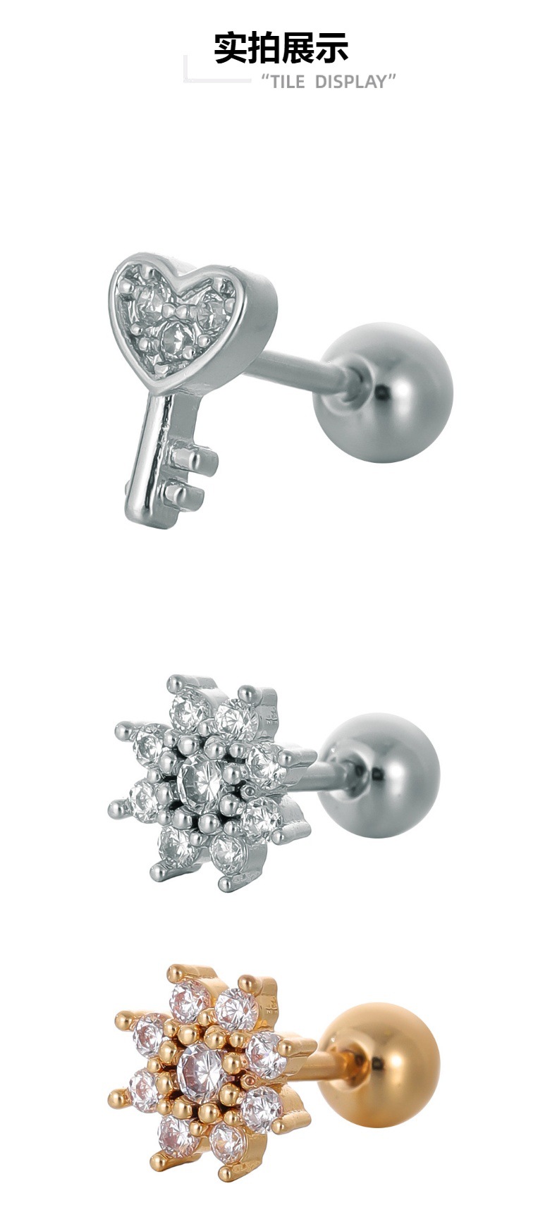 16G labret stud size and finish detail