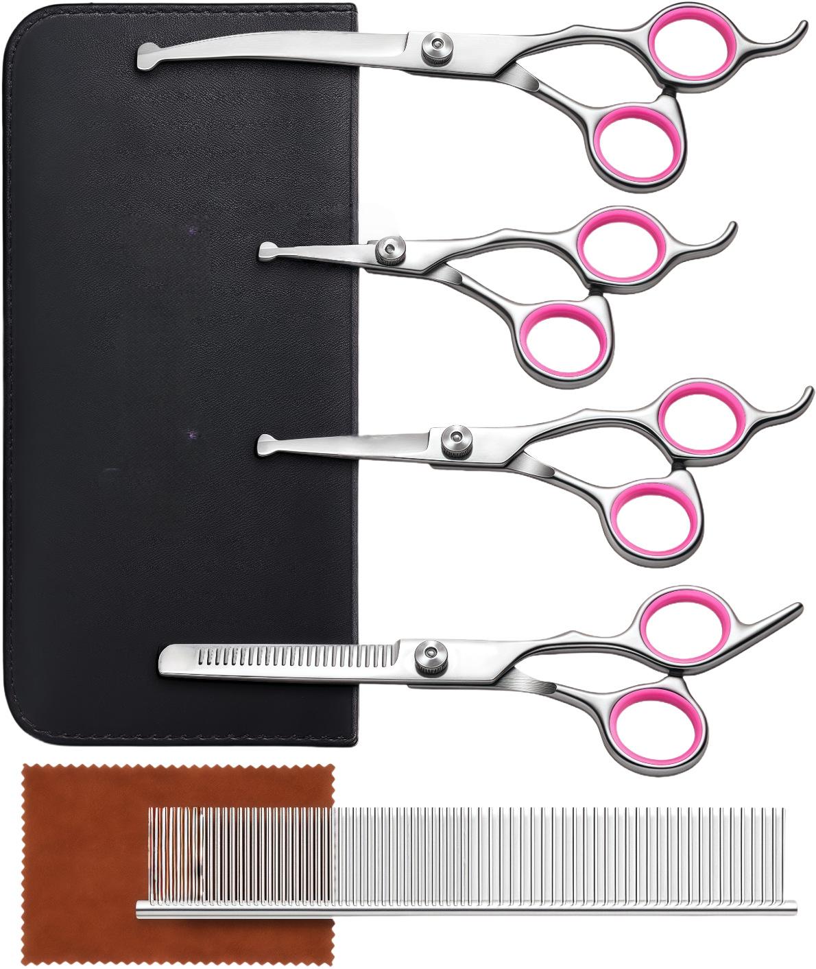 All-steel integrated fish mouth-seven-piece set with downward curve (white screw pink ring)