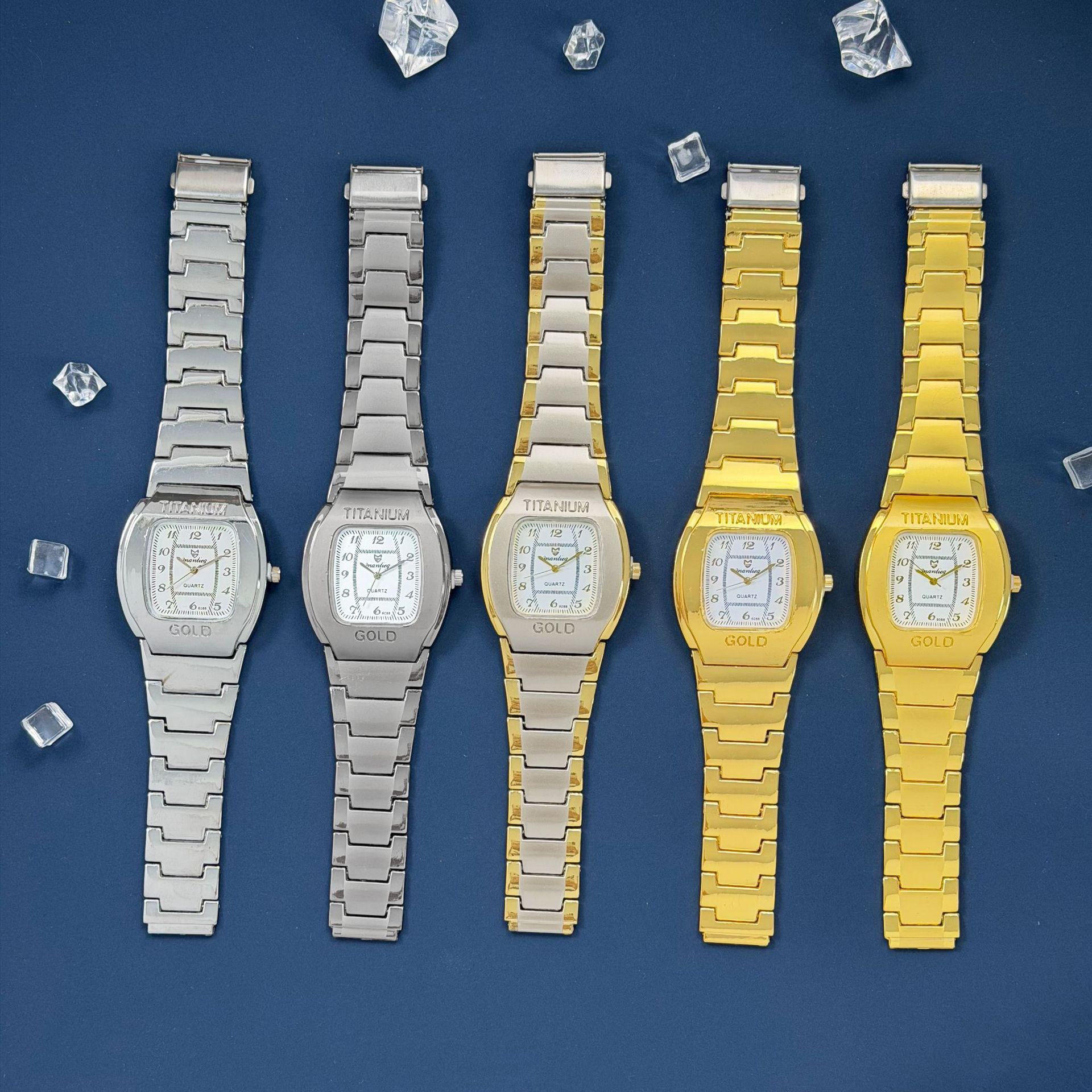 Barrel-Shaped Men's Watch Business Casual Quartz Watch Silver Small Square Digital Pointer Watch Gift Wristwatch Wholesale