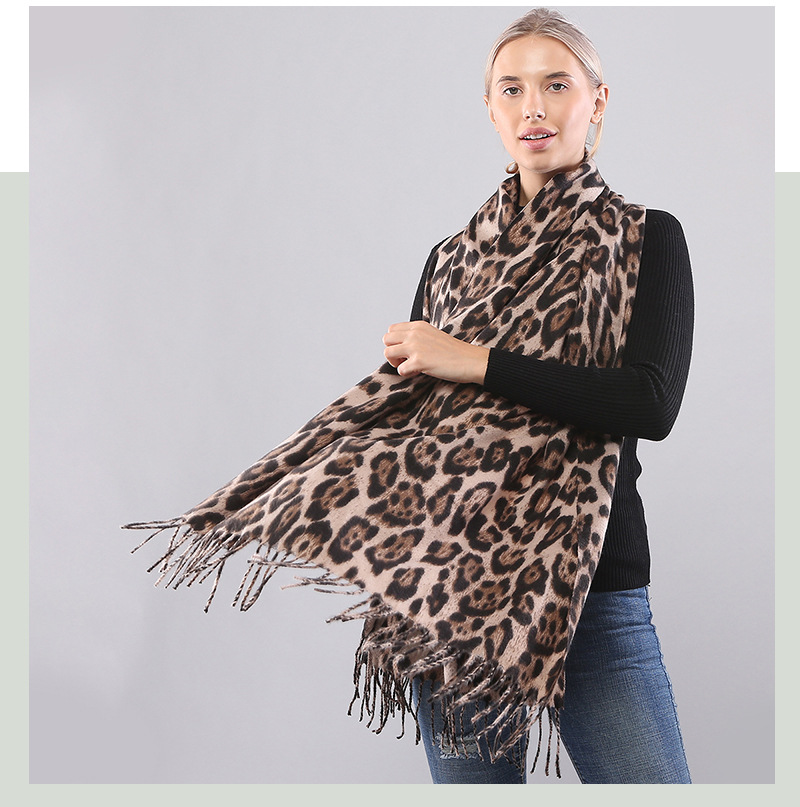 Frau Vintage-stil Leopard Polyester Schal display picture 3