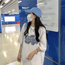 短袖T恤少女夏装2025新款初中高中学生韩版宽松百搭印花短袖上衣