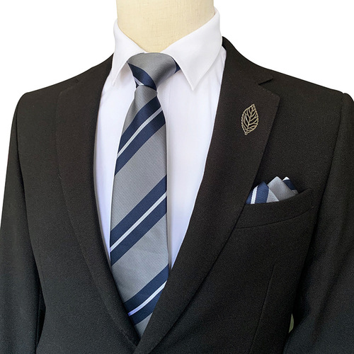 Wholesale  new men's tie pocket square two-piece set striped business tie with gift box