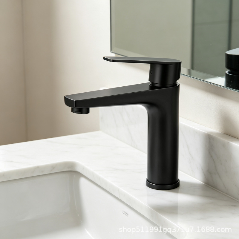 [main picture new style] 304 matte black basin hot and cold faucet + 60cm explosion-proof pipe