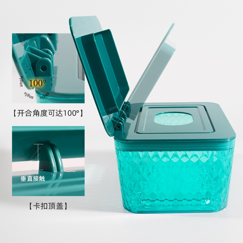 Caja de pañuelos húmeda de plástico portátil multifunción TV escritorio inodoro caja de pañuelos de coche con tapa