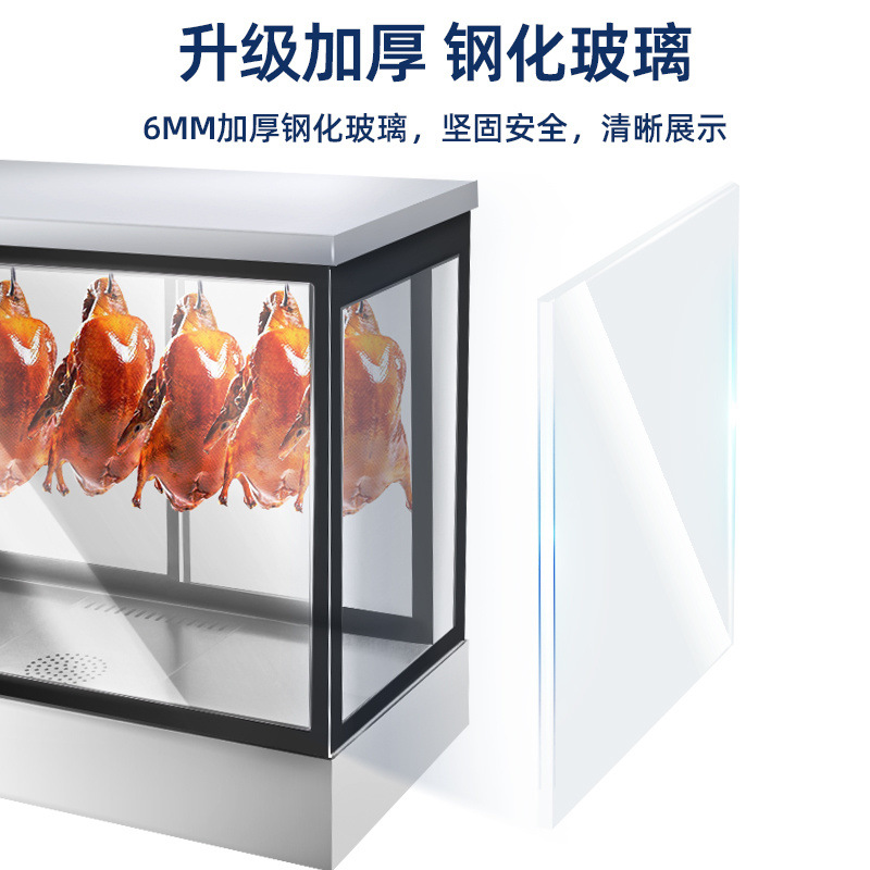 Gabinete de aislamiento de pato asado, gabinete de calefacción de escritorio comercial, gabinete de exhibición de aislamiento de pato asado, carne crujiente de patos