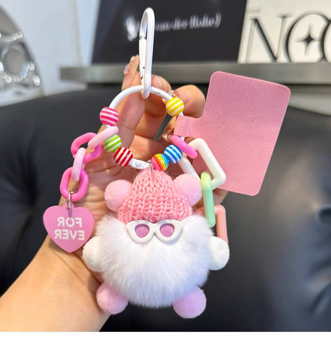 Lindo colgante de bolsa de briquetas de piel de conejo Rex, cosa fea, colgante de muñeca de felpa, colgante de llavero de coche