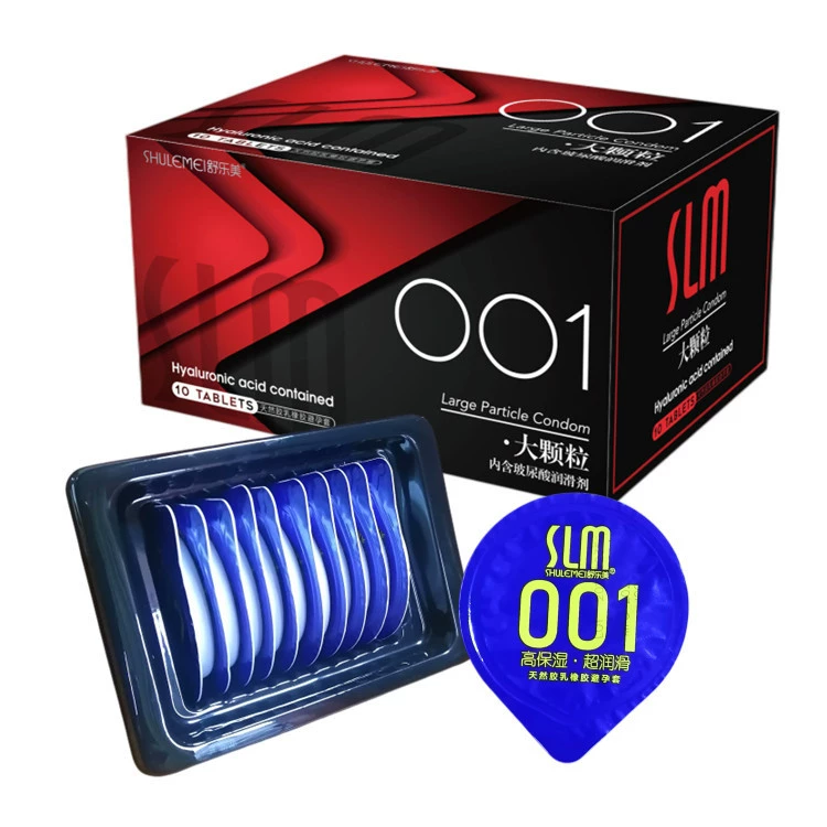 舒乐美 Condom 001 particle condom 0.01 male wolf brace cat tongue cover zero sense water-soluble hyaluronic acid