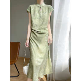 印花显瘦国风兰花新款新中式气质立领女旗袍长裙复古长款连衣裙