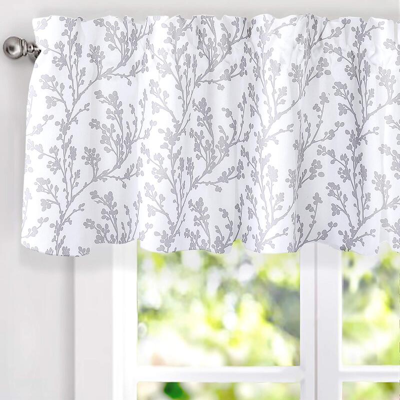 Cross-Border Amazon Short Curtains Farmhouse Style Gray and White Branch Pattern Door Curtain Coffee Curtain Kitchen Sink Cabinet Dustproof Cross-Border Amazon Short Curtains Farmhouse Style Gray and White Branch Pattern Door Curtain Coffee Curtain Kitchen Sink Cabinet Dustproof