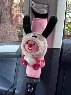 doll car interior decoration, Seat belt shoulder pad - puppy-beaver-1-pink-shoulder-pad