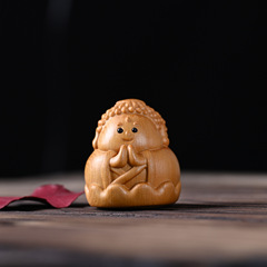 崖柏財神龍文玩手把件胖如來卡通寵物玩具木頭雕刻件葫蘆家居擺件