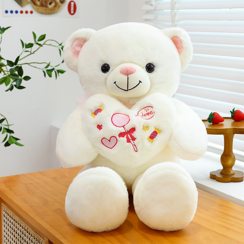 Linda muñeca de oso de peluche de peluche nueva muñeca de oso de peluche con flores al por mayor muñeca de oso de peluche grande