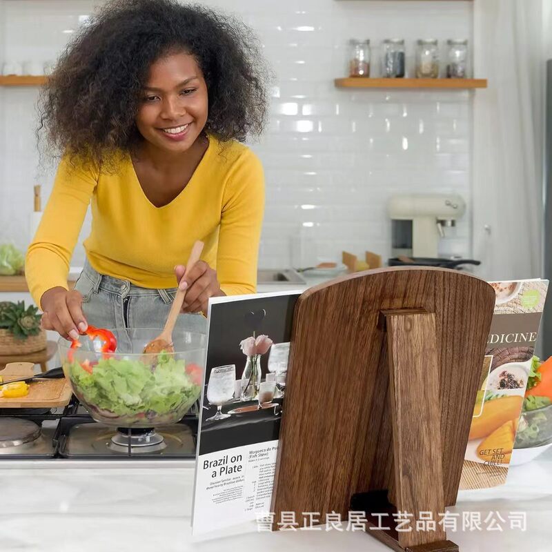 Solid wood kitchen recipe rack, home desktop cookbook and magazine storage rack, tablet reading stand, desktop vertical book stand Solid wood kitchen recipe rack, home desktop cookbook and magazine storage rack, tablet reading stand, desktop vertical book stand