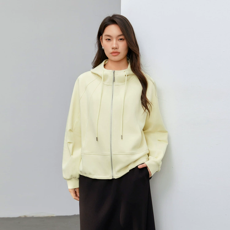 [Простая повседневная спортивная молния с капюшоном дикая куртка] Funny Show большой размер женский толстый mm2025 весенний новый