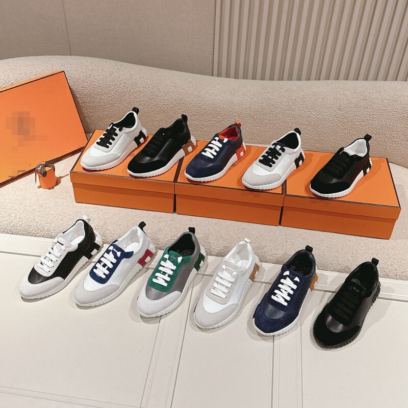 Genuine Leather H Brand Unisex Couple Shoes Thick-Soled Casual Sneakers Women Black and White Color-Blocking Panda Shoes White Shoes Men