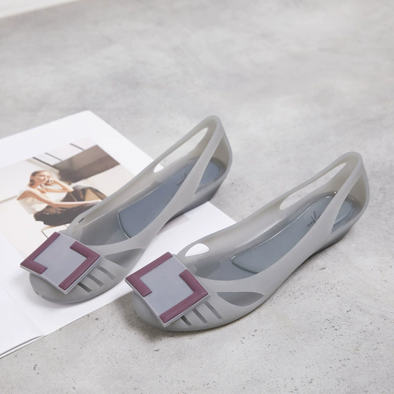 2025 новые ботинки желе модные наклон каблуков с полым краем