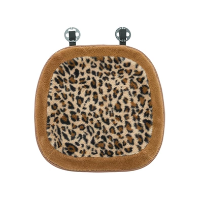 Cross-Border Leopard Print Car Seat Cushion, High-End Winter Plush Warm Car Seat Cover, Fashionable Goddess Car Seat Cushion (Seat cushion, seat cover) - rabbit-fur-brown-edge-leopard-print-cushion-front-row