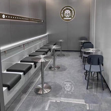 餐厅不锈钢长方圆桌椅组合工业风咖啡馆奶茶店甜品小吃店折叠凳子