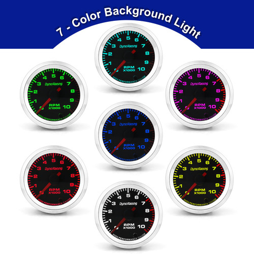 2'' 52mm car modified tachometer 0-10000 RPM with stepper motor 7 kinds of background lights 12V