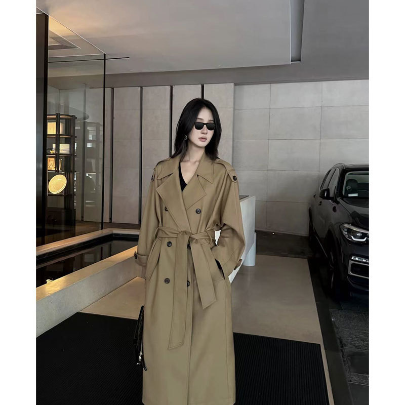 5werkwen Scepter-style double-breasted coat for women, autumn and winter mid-length elegant lapel tie spring and autumn outerwear 5werkwen Scepter-style double-breasted coat for women, autumn and winter mid-length elegant lapel tie spring and autumn outerwear