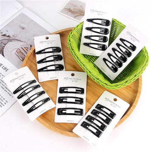 Korean style hair accessories black metal classic card mounted bb clip water drop clip bangs hair clip 2 yuan store hair accessories for women