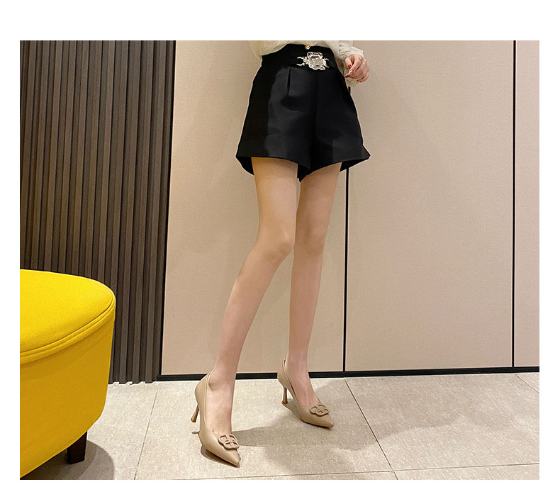 Giày cao gót nữ mũi nhọn kiểu lười, gót 7 cm, phong cách Hàn Quốc — Kaki 7CM chi tiết 9