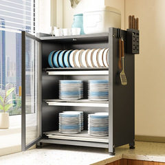 Kitchen dust-proof dish cabinet storage rack pull-out double-layer countertop drain bowl storage rack knife chopsticks household