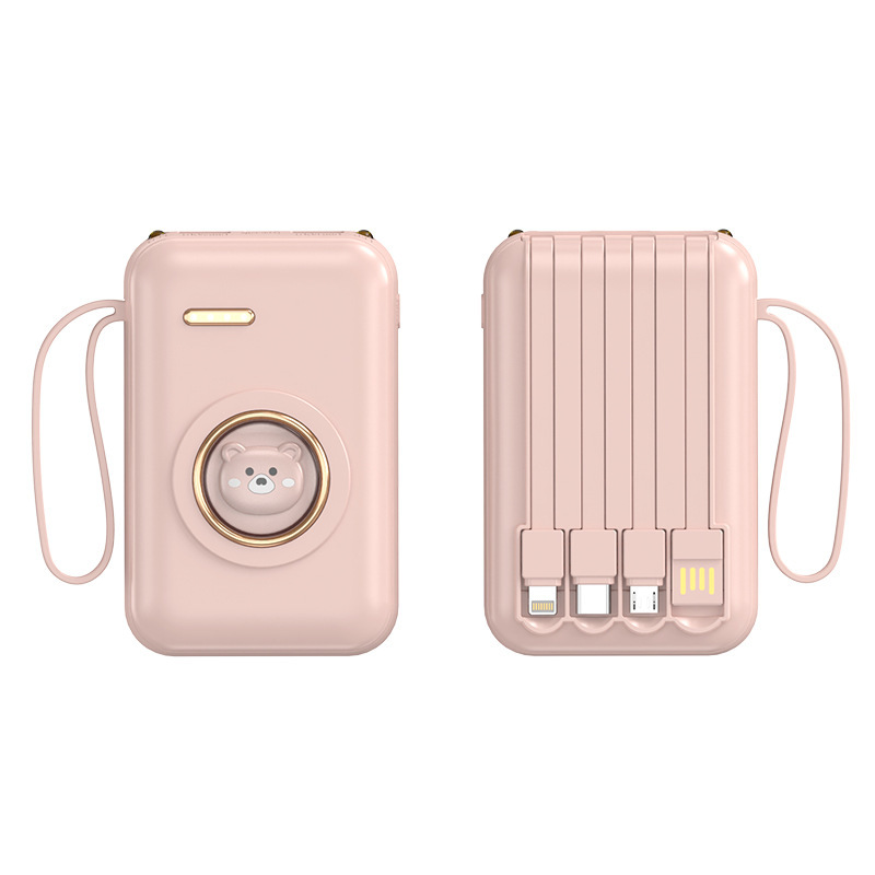 卸売ミニ漫画は、プリントされたロゴが付いている大容量のポータブルモバイル電源ギフト用のワイヤーパワーバンクを提供します|undefined