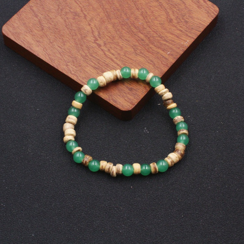 Vintage Natural Stone And Coconut Shell Bead Bracelet For Couples_voghion.com