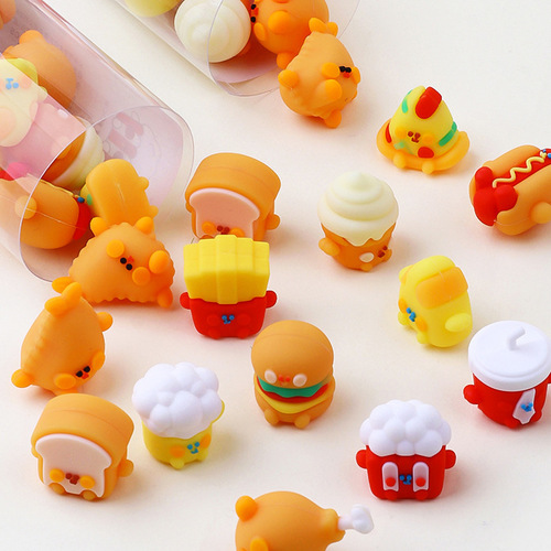 3D Food Shape Eraser for Kids: No-Trace, Less Crumb, Clean Burger and French Fries Creative Toy
