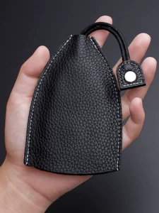 Suitable for genuine leather key cases, universal for car keys, unisex, pull-out style, cowhide key storage bag, large capacity, compact