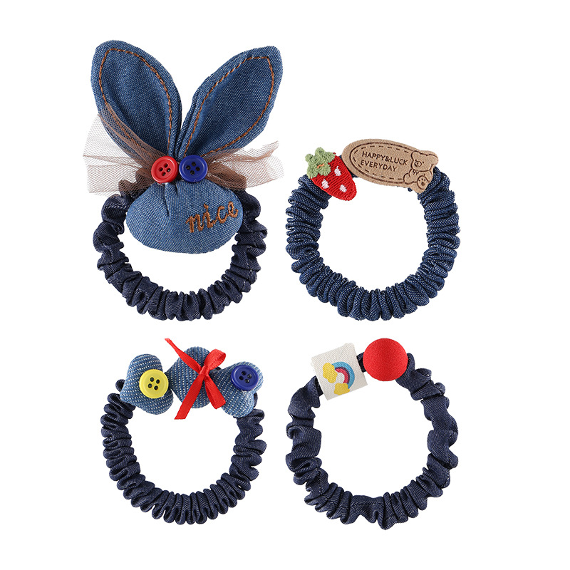 Tejido de vaquero no daña cabello cuerda de cabello niñas lindos anillo de cabello joyas de cabello de cola de caballo