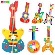 儿童手工木质吉他绘画涂鸦粘土白胚琵琶幼儿园手工乐器