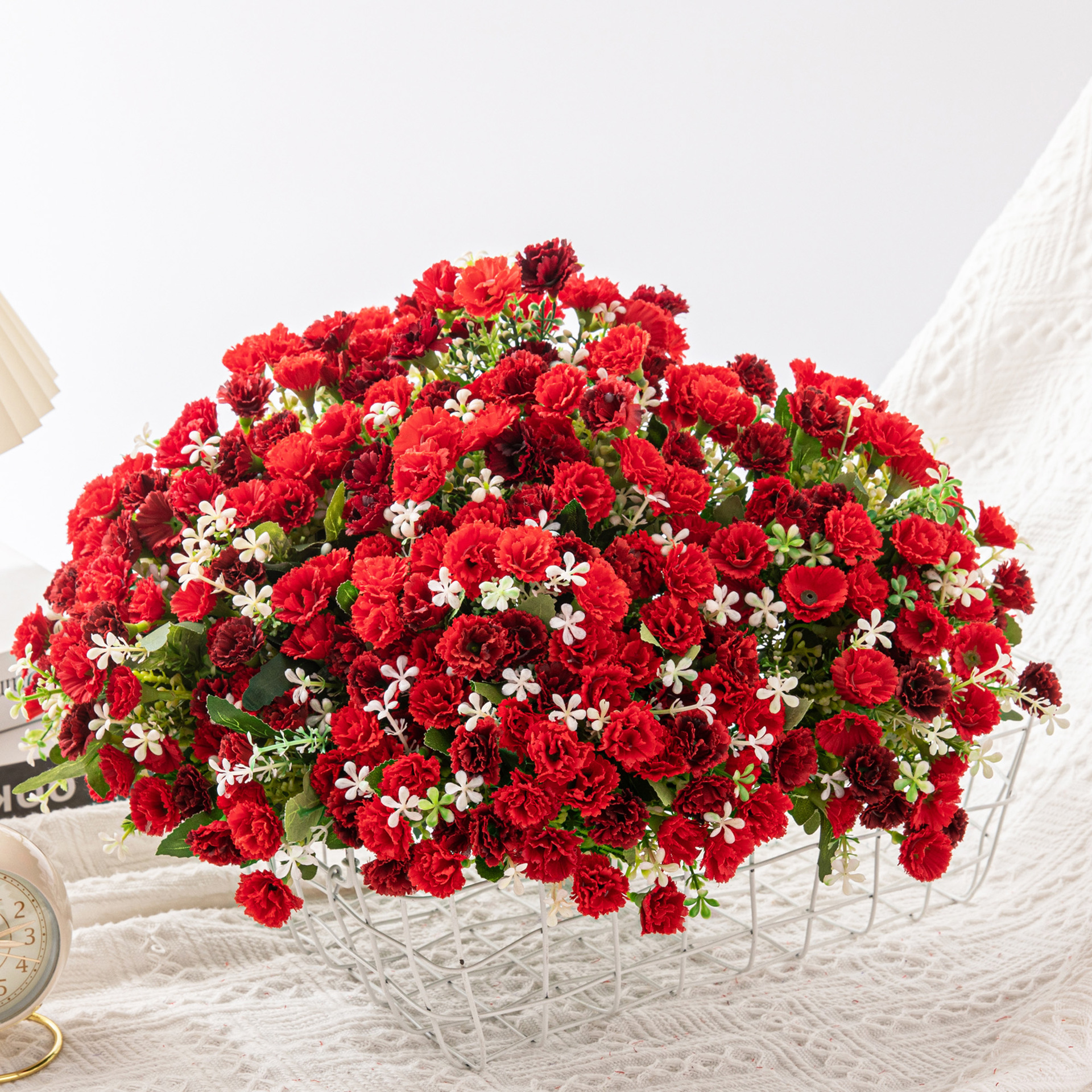 Simple flor artificial Flor de plástico verde planta decoración salón decoración fragante Clavel floral al por mayor