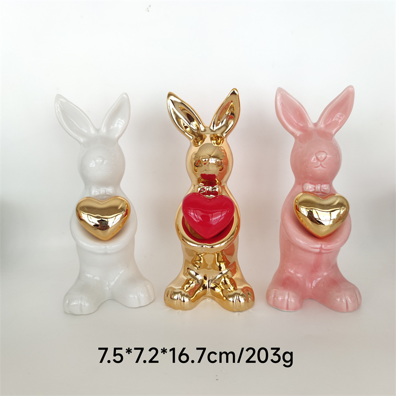 golden ceramic rabbit