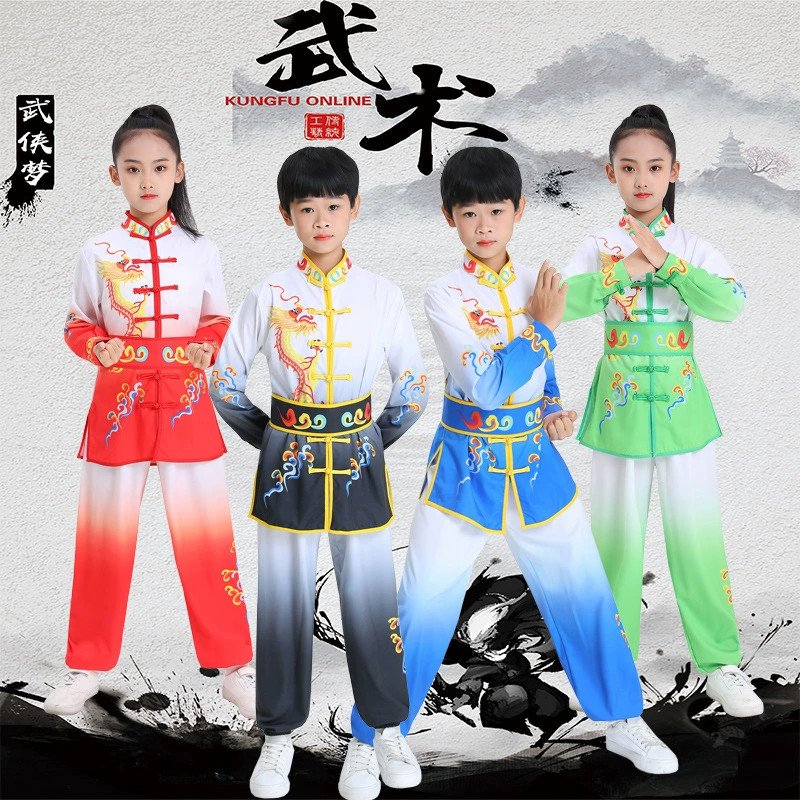 Детская школьная Спортивная одежда для ушу Одежда для китайского кунг-фу Одежда для тайцзи Мужская и женская одежда для ушу Одежда для танцев Драконов