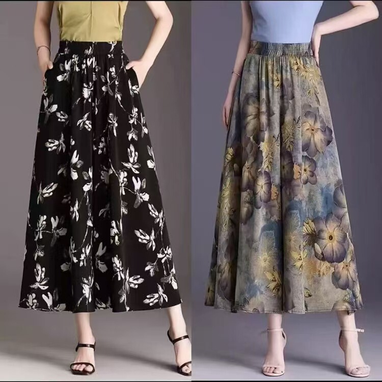 Flowing and Drapey 2026 New Women's Fashion Spring/Summer Casual Slimming Chinese Style Tie-Dye Printed Wide-Leg Pants and Cropped Skirt Pants Flowing and Drapey 2026 New Women's Fashion Spring/Summer Casual Slimming Chinese Style Tie-Dye Printed Wide-Leg Pants and Cropped Skirt Pants