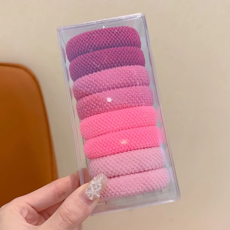 Coreano simple para niños banda de goma de alta elasticidad anillo de cabello para niñas gruesa caja de cuerda de cabeza anillo de cabello de banda de goma duradera