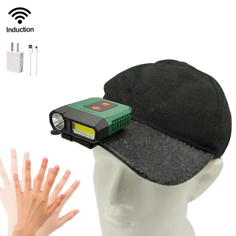 New sensor cap clip lamp Type-C charging COB red and white bald head…