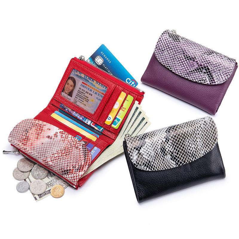 New Genuine Leather Short Wallet Fashionable Women's Soft Leather Texted Clutch Large Capacity Storage Bag Snake Wallet New Genuine Leather Short Wallet Fashionable Women's Soft Leather Texted Clutch Large Capacity Storage Bag Snake Wallet