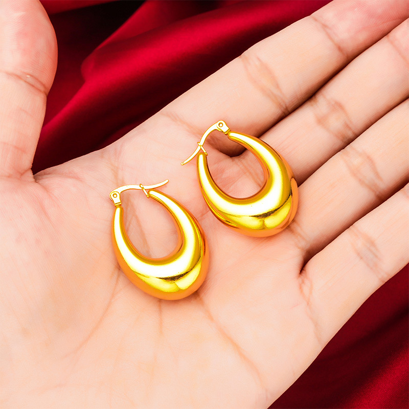 Unisex Gioielli Moda orecchini in oro gioielli per le orecchie orecchini cavi_voghion.com
