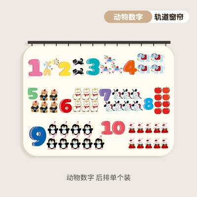 for Sun Protection and Heat Insulation, Car curtains - animal-numbers-back-row-single-piece-double-sided-print