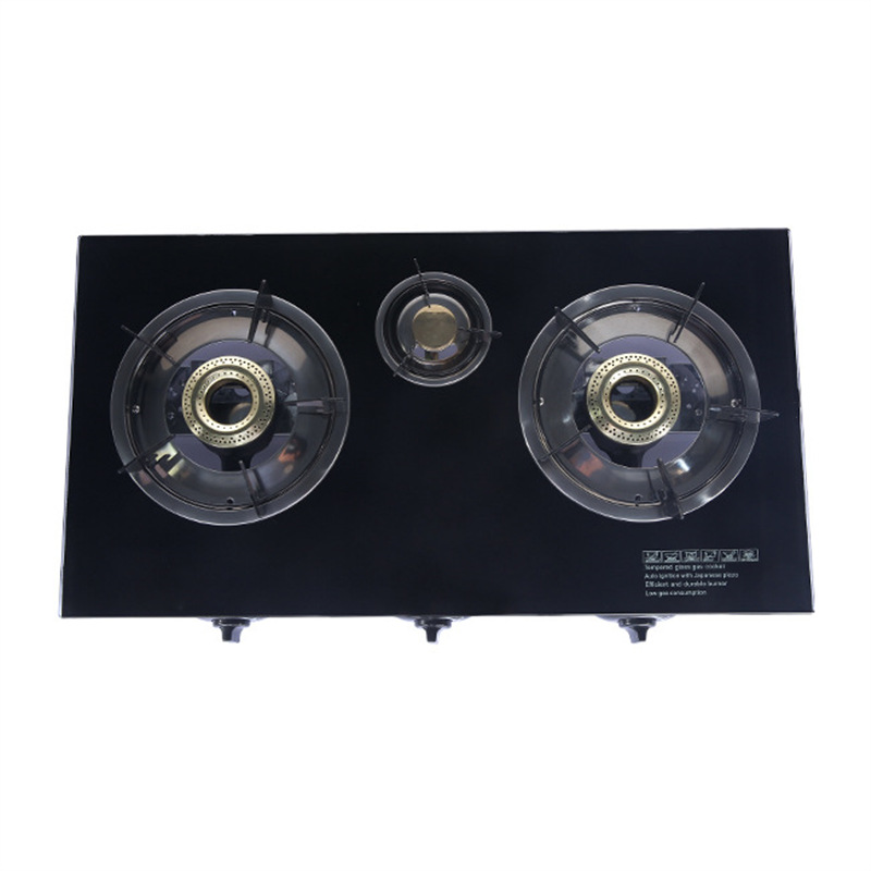 Fábrica de cocina de gas transfronteriza comercio exterior doble triple vidrio incrustado de acero inoxidable simple cocina de gas al por mayor