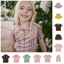 ins风 SS25春夏新款MP男女宝宝同款童装碎花纯色花边领结短袖预售