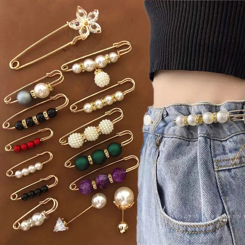 Tight waistband pin accessories for fixing clothing waistline, small artifact for tightening waistband buckle, anti fading brooch, female pants buckle