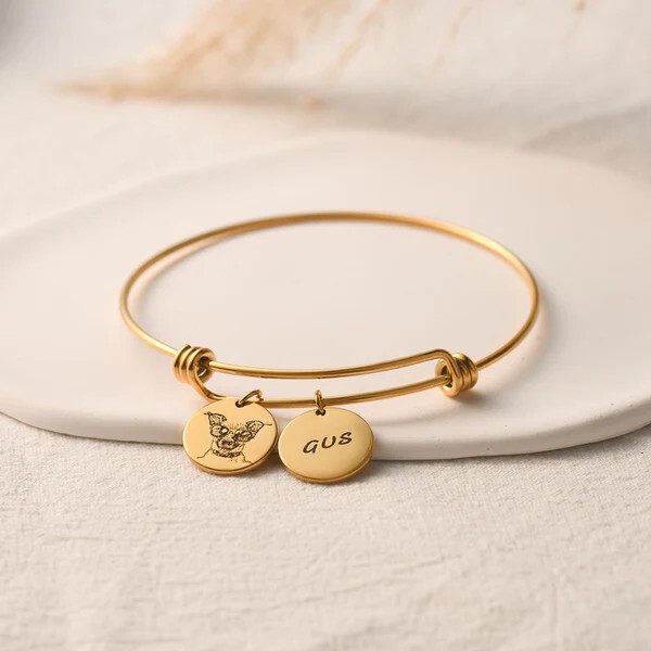 European and American stainless steel retractable DIY bracelet AliExpress jewelry supply commemorative round pet name bracelet