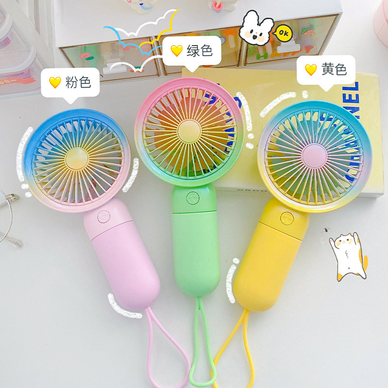 New Gradient Color Handheld Soft Plastic Fan, Outdoor Portable USB Charging Small Fan, Summer Mini Colorful Fan New Gradient Color Handheld Soft Plastic Fan, Outdoor Portable USB Charging Small Fan, Summer Mini Colorful Fan